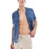 Hollister Short Sleeve Printed Shirt In Navy For Men