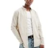 Hollister Long Sleeve Dobby Shirt In Stone For Men Silver Lining