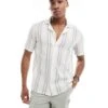 Hollister Short Sleeve Shirt In White With Green Lace Detailing For Men