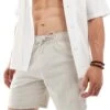 Hollister 7inch Texture Linen Shorts In Beige For Men
