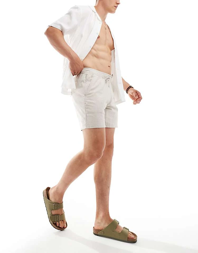 Hollister 7inch Texture Linen Shorts In Beige For Men - Image 5