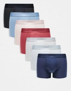 Hollister 7-pack Trunks In Grey, Pink, Blue, Red And Black For Men Multi