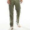 Hollister Slim Straight Tech Cotton Nylon Chinos In Dark Green For Men