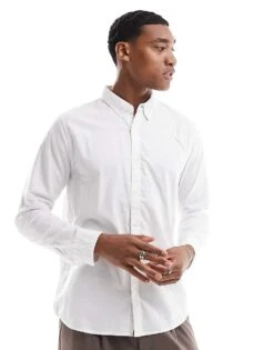 Hollister Core Oxford Shirt In White For Men