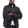 Hollister Midweight Mock Neck Puffer Jacket In Black For Men