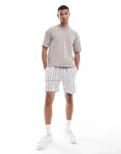 Hollister Heavyweight Boxy Crop Fit T-shirt In Washed Tan For Men