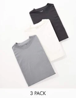 Hollister 3 Pack Boxy T-shirt In White, Grey And Black For Men Multi
