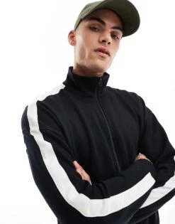Hollister Boxy Track Zip Through Top Co-ord In Black For Men