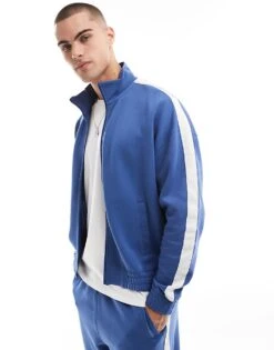 Hollister Boxy Track Zip Through Top Co-ord In Royal Blue For Men