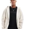 Hollister Boxy Mini Logo Motif Hoodie Co-ord In Beige For Men