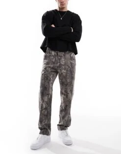 Hollister Baggy Panel Detail Jean In Camo For Men Multi