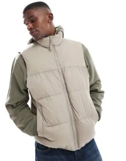 Hollister Padded Gillet Jacket In Grey For Men