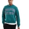 Hollister Boxy Cropped Logo Sweat Top In Green For Men
