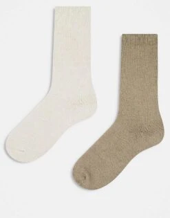 Hollister Novelty Americana 2 Pack Socks In Grey And Brown For Men Grey / Brown