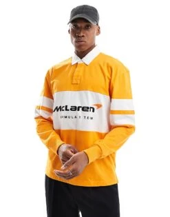 Hollister Mclaren Long Sleeve Rugby Polo In Orange For Men Autumn Orange