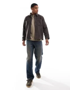 Hollister Brushed Overshirt In Brown For Men