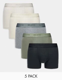 Hollister 5 Pack Neutral Basic Classic Trunks In Multi For Men