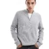 Hollister Quarter Zip Knitted Jumper In Grey For Men