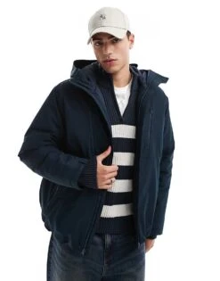Hollister Insulated Zip Detail Jacket In Navy For Men