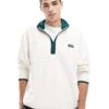 Hollister Motif Detail Half Zip Fleece Top In Cream For Men