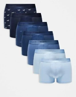 Hollister 7 Pack Pattern Basic Classic Trunks In Blue Multi For Men