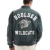 Hollister Varsity Bomber Jacket With Back Print In Green For Men