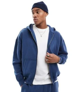 Hollister Boxy Mini Logo Motif Hoodie Co-ord In Navy For Men