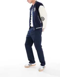 Hollister Pull On Straight Leg Relaxed Trouser In Navy For Men