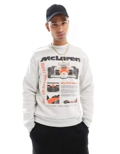 Hollister Mclaren Motif Detail Sweat Top In Grey For Men