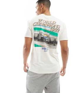 Hollister Racing Motif Back Detail T-shirt In Cream For Men