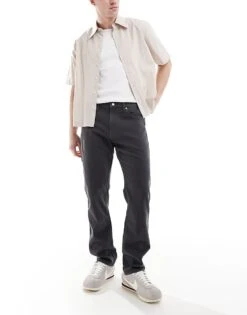 Hollister Slim Straight Leg 5 Pocket Jean In Black Overdye For Men