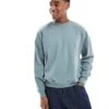 Hollister Boxy Crew Neck Sweat Top In Blue For Men