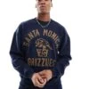 Hollister Boxy Varsity Motif Sweat Top In Navy For Men