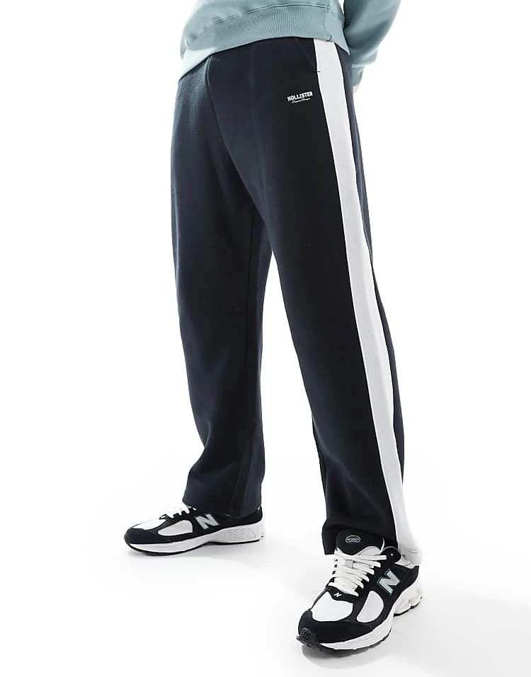 Hollister Baggy Varsity Side Stripe Jogger In Black For Men - Image 6