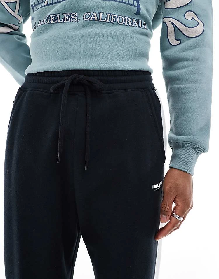 Hollister Baggy Varsity Side Stripe Jogger In Black For Men - Image 5