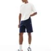 Hollister Loose Varsity Logo Short With Side Stripe In Navy For Men