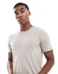 Hollister Icon Motif Detail Fitted T-shirt In Beige For Men