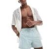 Hollister 6"" Swim Sweersucker Short In Light Blue For Men
