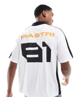 Hollister Mclaren Soccer Motif Top In White Multi For Men