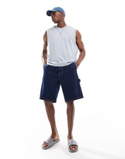 Hollister Baggy Jort In Dark Blue For Men