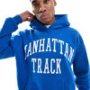 Hollister Boxy Varsity Motif Hoodie In Blue For Men