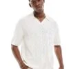 Hollister Short Sleeve Knitted Polo Top In White For Men