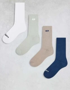 Hollister 4 Pack Logo Detail Socks In Multi For Men