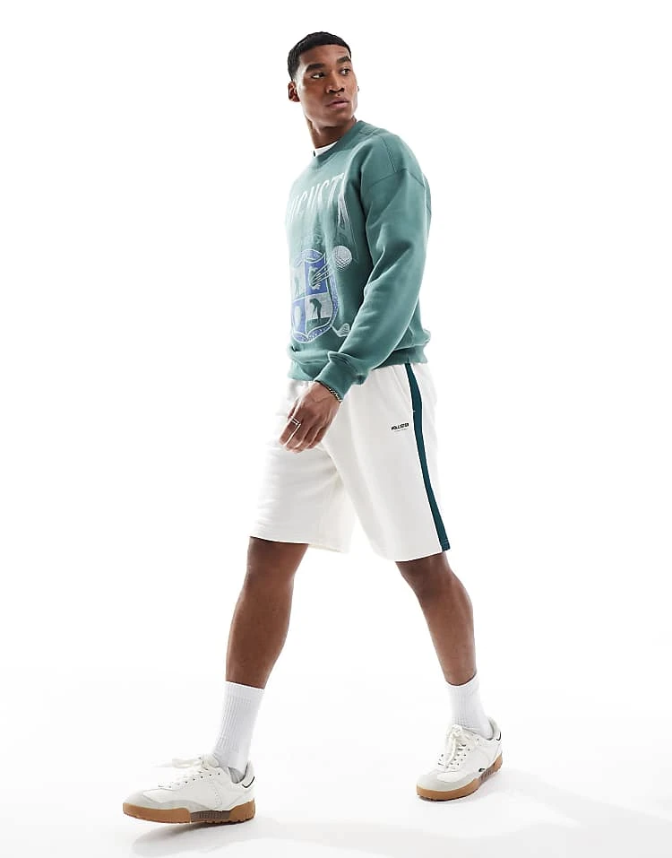 Hollister Loose Varsity Logo Short With Side Stripe In Beige For Men - Image 6