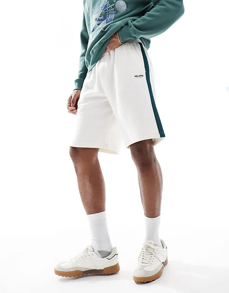 Hollister Loose Varsity Logo Short With Side Stripe In Beige For Men - Image 2