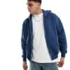 Hollister Baggy Fit Longline Hoodie In Blue For Men