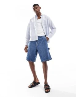 Hollister Baggy Jort In Medium Wash For Men Blue