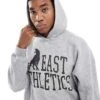 Hollister Boxy Varsity Motif Hoodie In Grey For Men