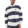 Hollister Contrast Stripe Varsity Logo Rugby Top In Navy For Men Multi