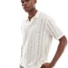 Hollister Short Sleeve Pattern Knitted Polo Top In Beige For Men